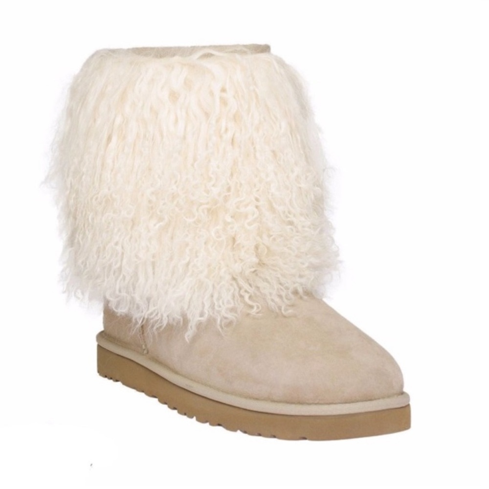 Mongolian Fur Sheepskin Cuff Boots
